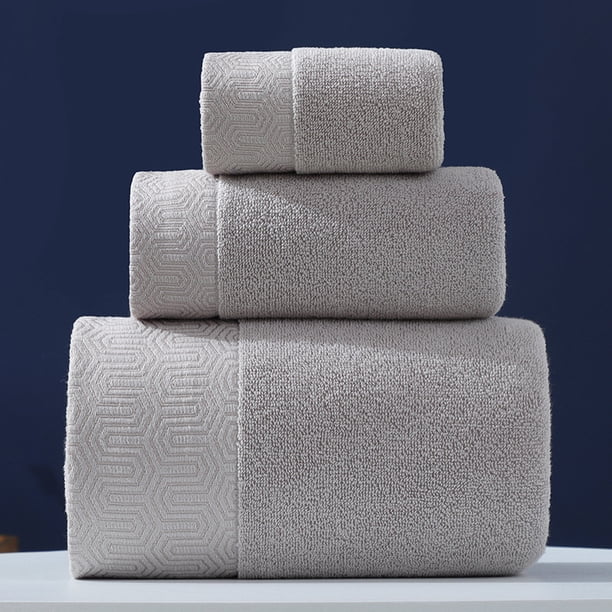 Namzi Juego de toallas de baño de 3 piezas, toallas de baño de algodón peinado, toallas de baño absorbentes, toallas de mano para baño, juegos de toallas de baño de lujo para baño, gris