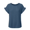 thumbnail image 5 of vigerkar Women's Tops Dressy Casual Eyelet Embroidery Ruffle Short Sleeve Blouses Summer Tops Baggy Shirts (Blue, XXL), 5 of 8