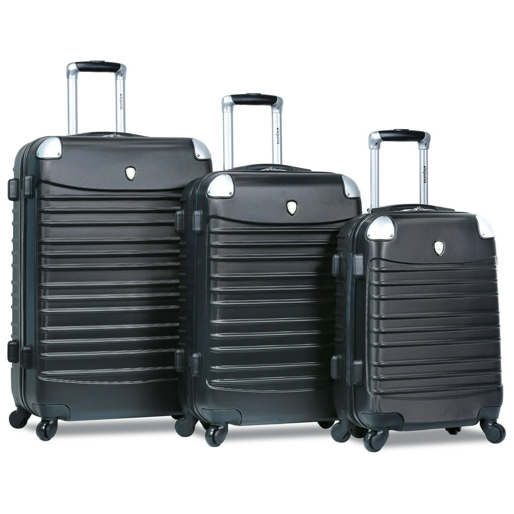 Dejuno Dejuno Impact Hardside 3Piece Spinner Luggage Set Black
