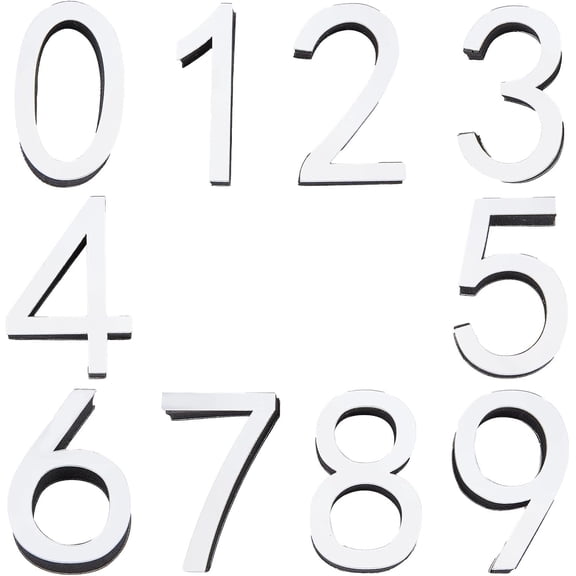 10pcs Mailbox Numbers 0-9 Door Address Number Stickers Self Adhesive House Numbers Acrylic for Room Mailbox Door Signs Outside(Silver)