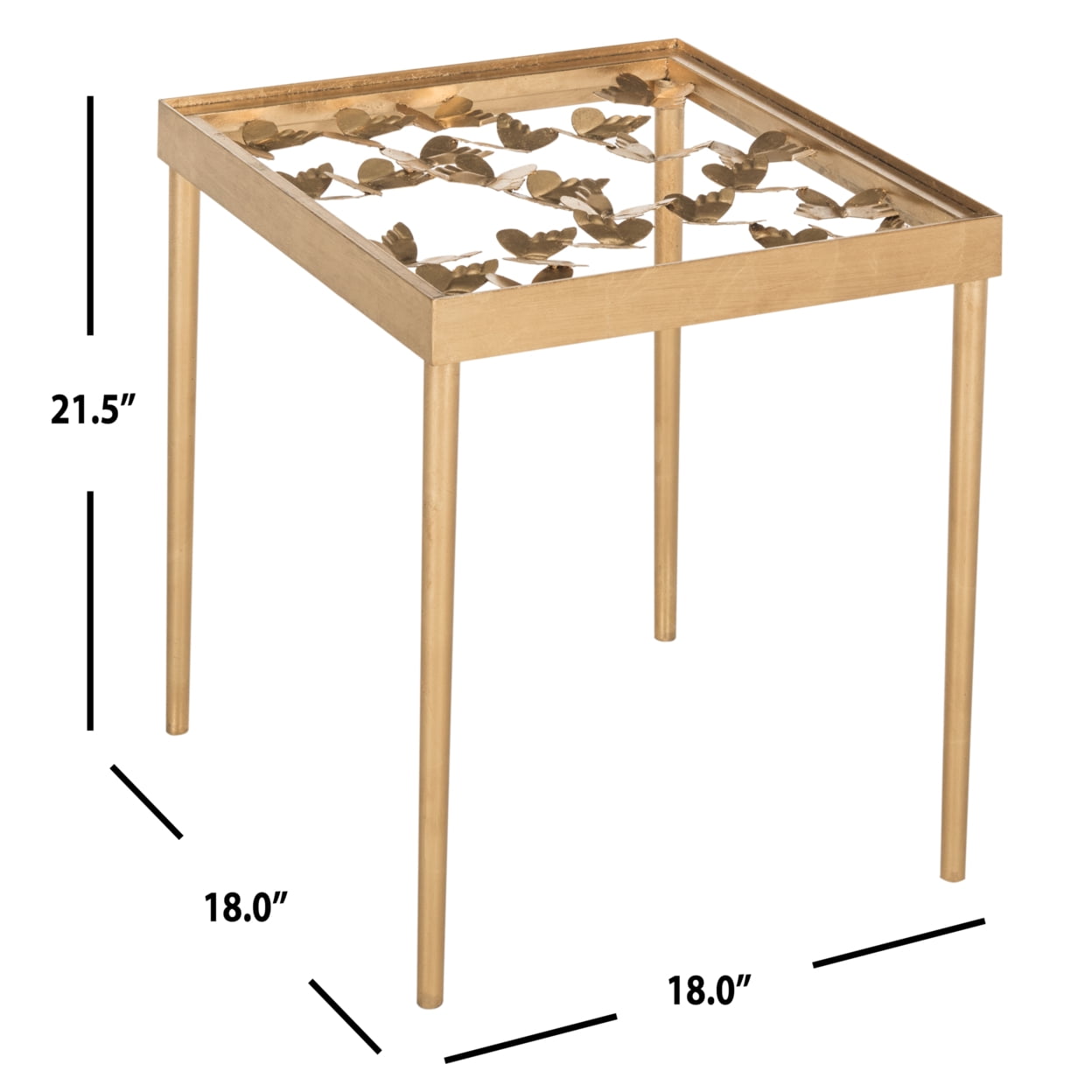 SAFAVIEH Rosalia Butterfly Side Table Gold / Clear