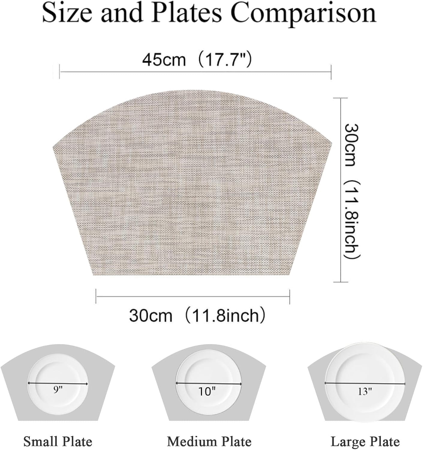 Round Table Placemats Set of 4 Wedge Shape Placemat Woven Vinyl Place Mats Heat Resistant Wipe Clean Dining Table Mats Home Table Decor (4, Tan)