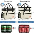 thumbnail image 2 of 23L Extra Large Expandable Insulated Cooler Lunch Box for Men Double Deck Leakproof Heavy Duty Lunch Bag with 4 Ice Packs&2 Snack Bags for Adult/Construction/Women/Work/Picnic/Camping - Beige, 2 of 15