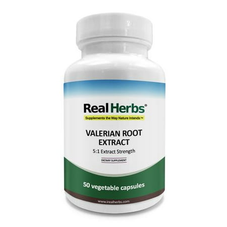 Real Herbs Valerian Root Extract - Derived from 3,500mg of Valerian with 5 : 1 Extract Strength - Natural Sleep Aid, Promotes Calmness and Peace of Mind, Soothes Muscle Pain - 50 Vegetarian