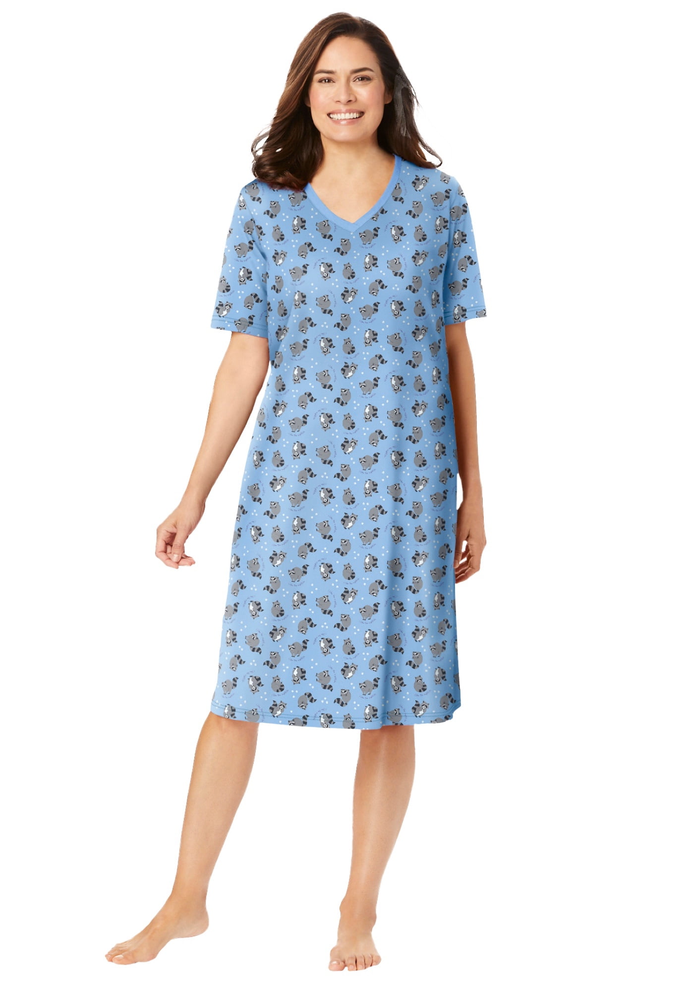 Dreams And Co Womens Plus Size Print Sleepshirt Nightgown