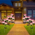 thumbnail image 3 of EIMELI Solar Stake Light 600mAh IP44 Waterproof Hydrangea Garden Stake Light with 3 Heads Auto On/Off Landscape Decor Light for Garden Lawn Patio Blue, 3 of 8