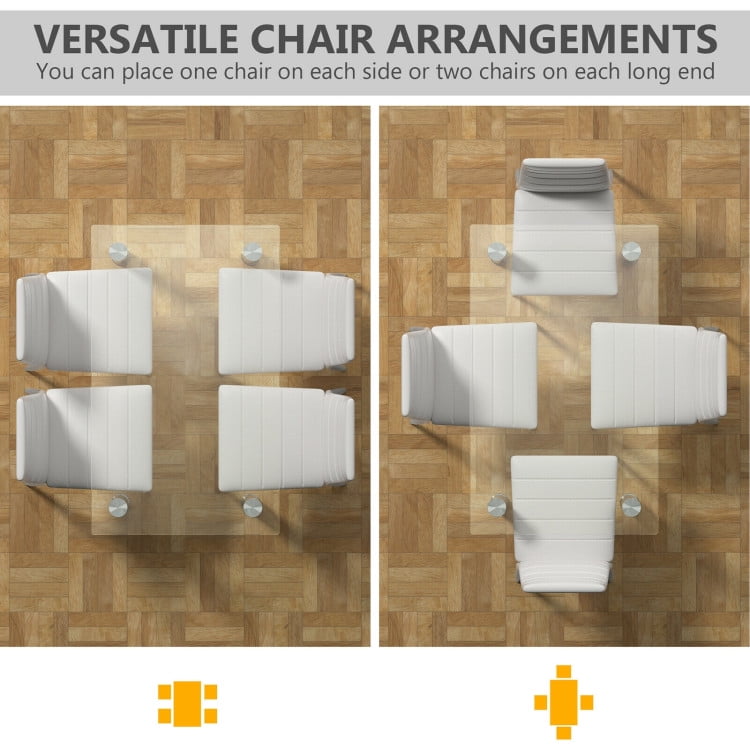 Finihen Dining Set, Dining Table Set, 5 Pieces Dining Set with 4 PVC Leather Chairs, for Home, Restaurant, White Finihen Dining Set, Dining Table Set, 5 Pieces Dining Set with 4 PVC Leather Chairs, for Home, Restaurant, White