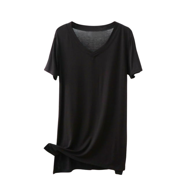 Birdeem Chemise Décontractée Fine Douce et Basique pour Femmes Longueur Moyenne Manches Courtes Col Rond Haut/chemise