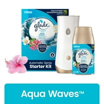 Glade Automatic Spray Air Freshener Starter Kit, 1 Holder and 1 Refill, Aqua Waves, Fragrance Infused with Essential Oils, 6.2 oz