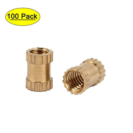 

M4 x 7mm Brass Cylinder Injection Molding Knurled Insert Embedded Nuts 100PCS