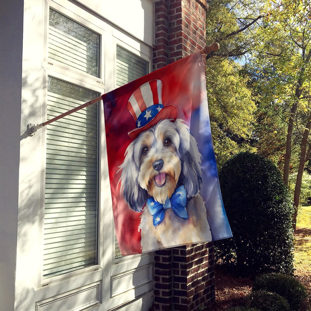 Tibetan Terrier Patriotic American House Flag 28 in x 40 in