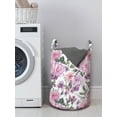thumbnail image 3 of Floral Laundry Bag, Tiny Swallowtail Butterflies Flying Among Watercolor Illustrated Peachy Color Roses, Basket with Handles Drawstring Closure for Laundromats, 13" x 19", Multicolor, by Ambesonne, 3 of 4
