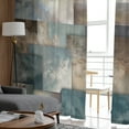 thumbnail image 4 of Blue Brown Geometric Semi Sheer Curtains 108 Inch Length 2 Panels Set, Modern Ombre Abstract Art Sheer Kitchen Curtain Privacy Voile Window Curtain for Living Room Bedroom Rod Pocket Drapes, 4 of 7