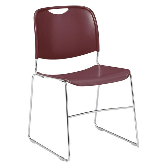 NPS 8500 Series 31" Modern Ultra-Compact Plastic Stack Chair in Wine Red