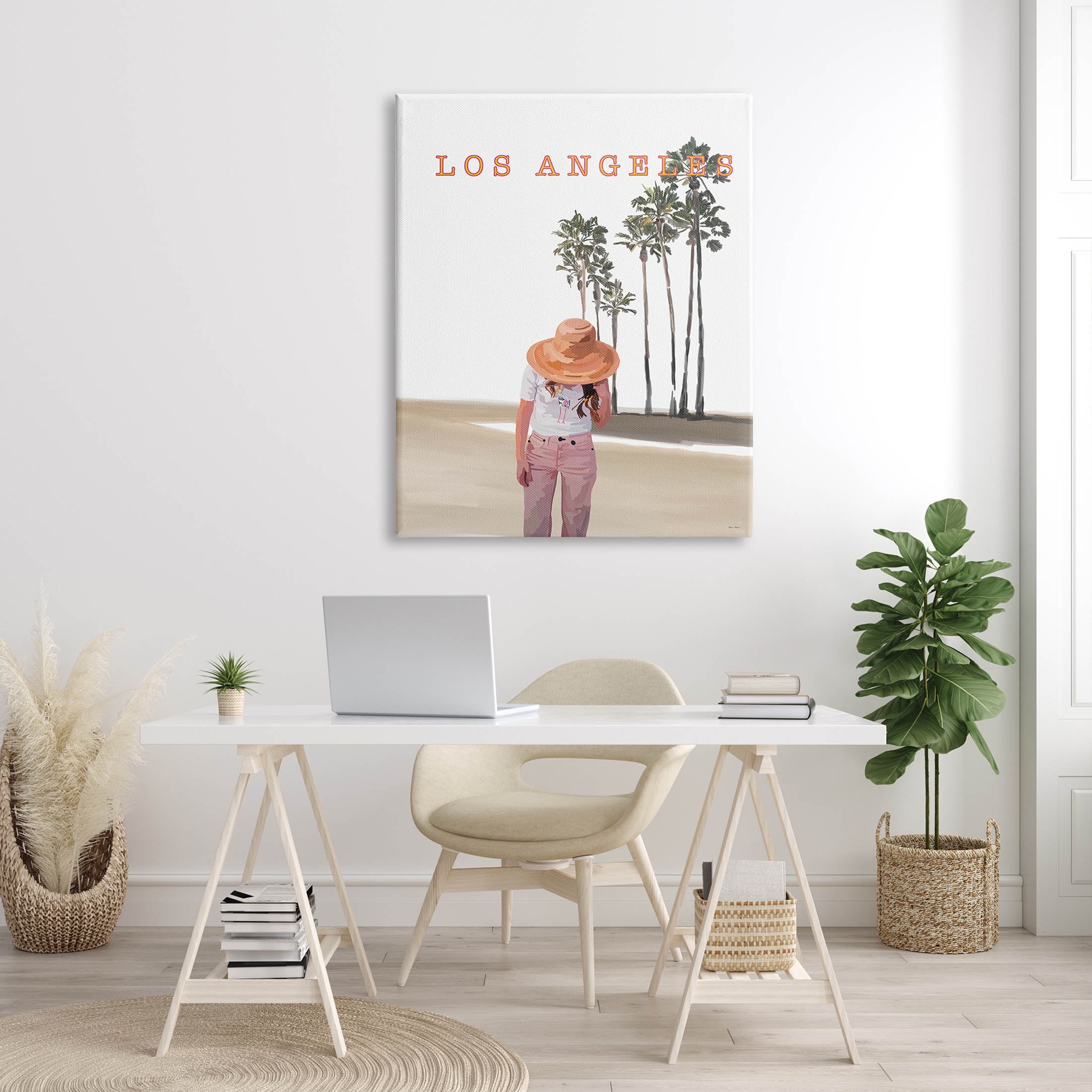 Stupell Industries Trendy Summer Girl Los Angeles Scenery Graphic Art Gallery Wrapped Canvas Print Wall Art, Design by Amelia Noyes
