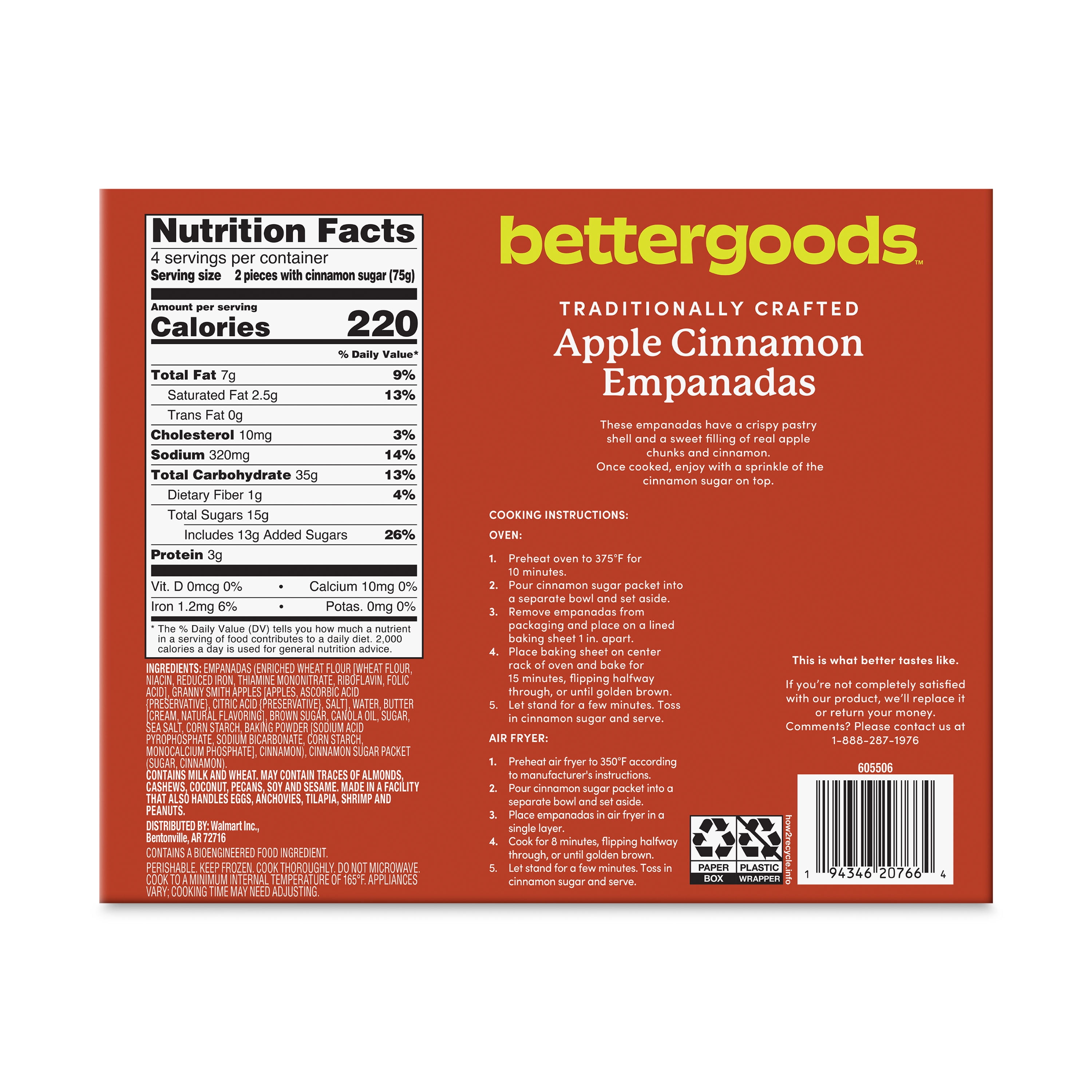 bettergoods Apple Cinnamon Empanadas, 10.6 oz, 8 Count (Frozen)