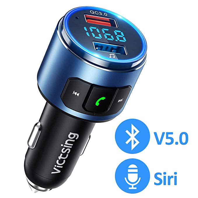 VicTsing Wireless In-Car Bluetooth FM Transmitter Radio Adapter USB Charger 