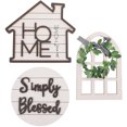 thumbnail image 1 of 1 Set of Farmhouse Tiered Tray Decor Set Rustic Farmhouse Decor Wooden Signs Table Decor, 1 of 6