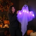 thumbnail image 7 of SLYNSHome Light Up Hanging Ghost Ornament, White Gauze Glowing Ghost Decor, Spooky Hanging Prop For Front Door Yard Porch Indoor Outdoor Halloween Holiday Party Decoration, 7 of 7