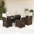 thumbnail image 1 of vidaXL 7 Piece Garden Dining Set with Cushions Brown Poly Rattan, 1 of 1
