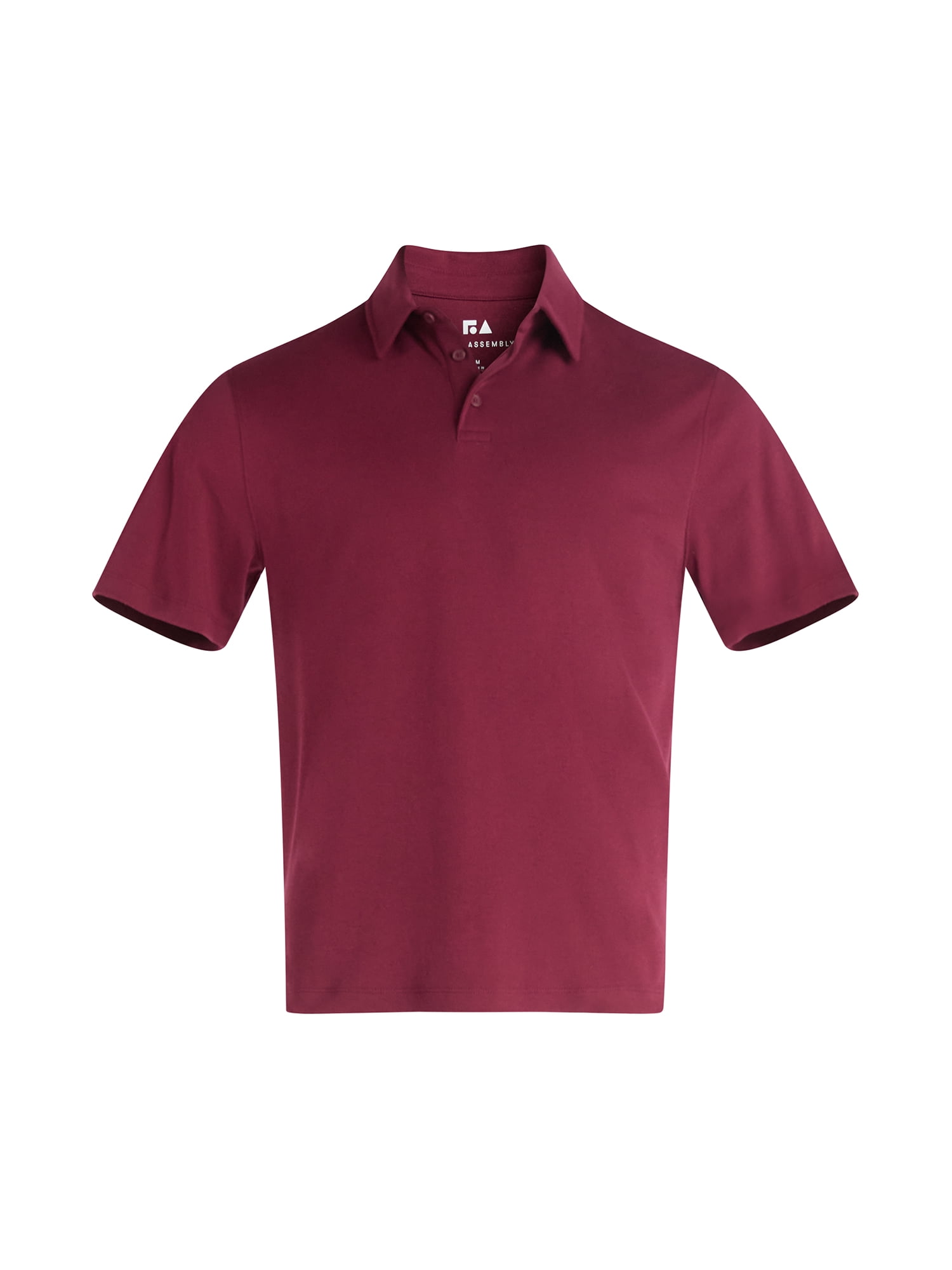 Free Assembly Mens Cotton Polo Shirt with Short Sleeves, Sizes XS-3XL