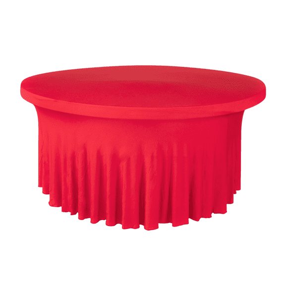 Red Spandex Round Table Cover Wavy 5Ft Tablecloth Round Machine Washable for Table Decoration, Wedding, Party and Event