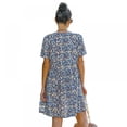thumbnail image 2 of Femmes Mini Robe - Mignon Boho Manches Courtes V Robe Florale Robe de Plage Décontractée Robe de Balançoire, 2 of 9