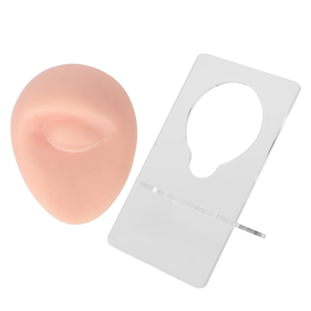 Modelo de un solo ojo de silicona suave, flexible, elástico, simulación, reutilizable, exhibición de joyas, modelo de perforación corporal con soporte de acrílico, tono de piel claro