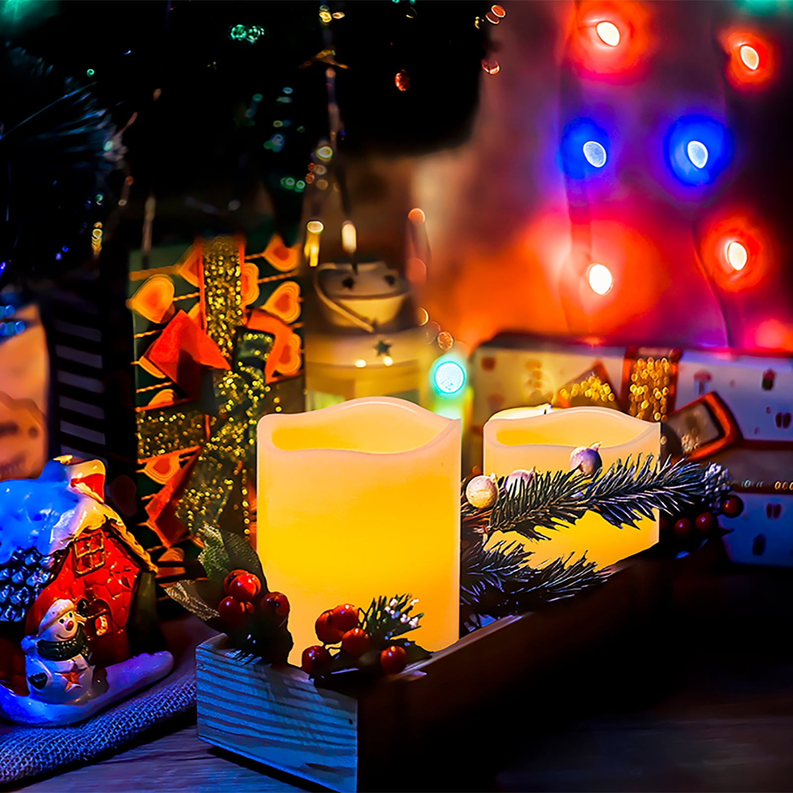 Battery Operated LED Flameless Candles with Remote and Timer, Real Wax Candles Warm Color Flickering Light for Festival Wedding Home Party Decor(Pack of 3)