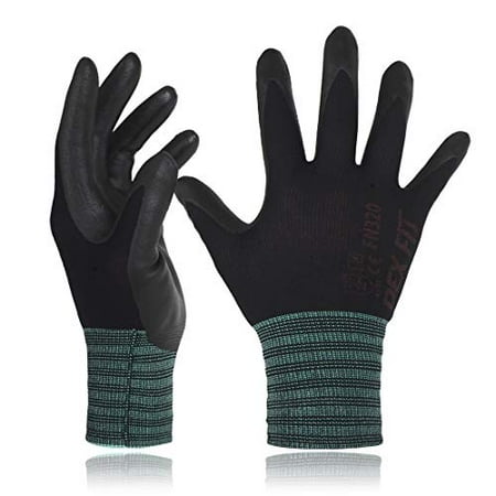 

DEX FIT Nitrile Work Gloves FN320 3D Comfort Stretch Fit Power Grip Durable Foam Coated Thin & Lightweight Premium Nylon Machine Washable Black Large 3 Pairs