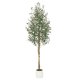thumbnail image 1 of Qinaqin 5FT/6FT/7FT Fake Oliva Tree con Realistic Fau x Silk Leaves Blanco Planter Pot Natural Madera Trunk, 1 of 5