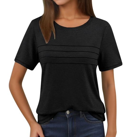 HXWCHs Women Solid Color T Shirts 3 Pack Women's Summer Casual Tunic top Short Sleeve Crew Neck Blouse for Dressy Beach Fashion L Black