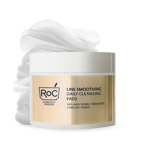 RoC Resurfacing Disks, Hypoallergenic Exfoliating Makeup Remover Pads Oil-Free Daily Cleanser, 28 Ct