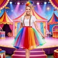 thumbnail image 5 of Clown Costume Set for Women Circus Outfit Feathered Headband Rainbow Tutus Skirt Gloves Socks Suspenders Halloween Costume, 5 of 9