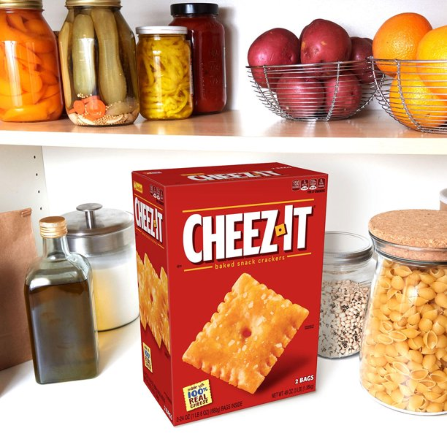 Cheez-It Original Baked Cheese Crackers, Light & Crispy Bite-Sized Snacks Family's Favorites Biscuits for Adult & Kids Lunch Box Halloween Basket Fillers & Party Favors 2-24oz(48oz)