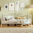 thumbnail image 3 of GVN Twin Size Metal Sturdy Trundle Bed Frame with Headboard, Bedroom Platform Bed Frame for Bedroom, Apartment, White, 3 of 7