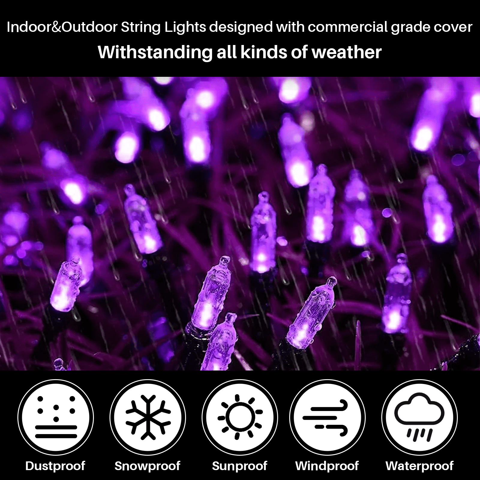 2 Pack Purple Halloween String Lights Outdoor, 32.5FT 100 LED Waterproof Christmas Lights with 16 Lighting Modes for Halloween Garden Party Christmas Xmas Tree Lights Decor