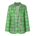 thumbnail image 4 of kamemir Womens Cardigan Blazers Jackets Long Sleeve Slim Plaid Jacket Casual Lightweight Comfy Coat with Pockets Plus Size Business Work Office Blazer Outwaear Blouse(Green,3XL), 4 of 6