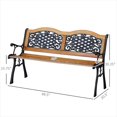 thumbnail image 4 of Wood and Metal Garden Bench with Lattice Back, Seats Two, for Patio or Park, 4 of 5