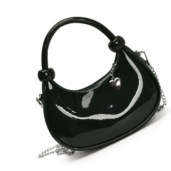 Glossy Crossbody Purse With Detachable Chain Strap Women Fashion Shoulder Bag