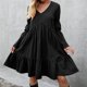 thumbnail image 2 of Mini vestido con volantes de manga larga con cuello en V informal de verano a la moda para mujer Fridja bnh3105, 2 of 5