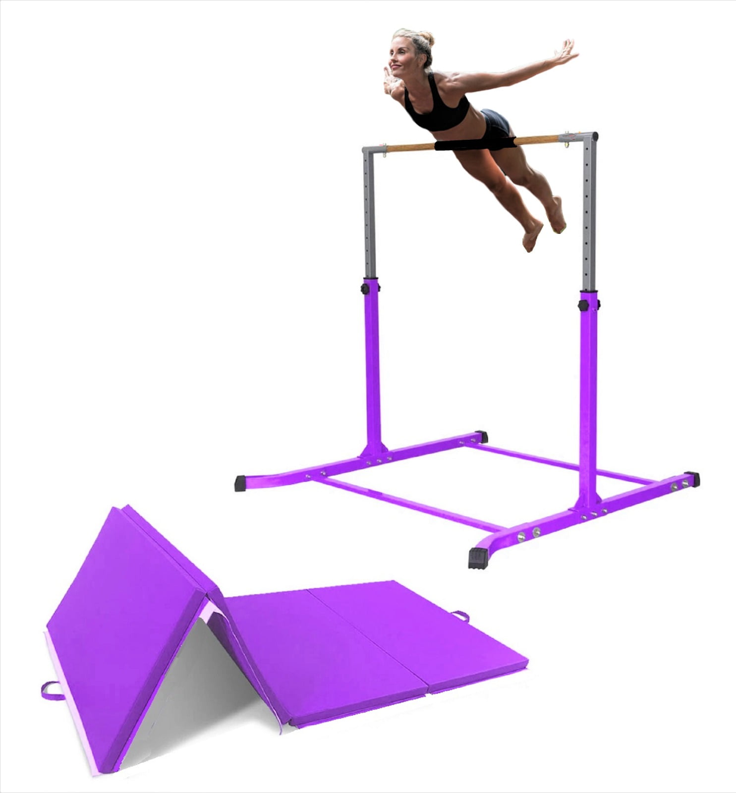Jungle Kids Purple Jr Sr Adjustable Athletic Horizontal Bar Gymnastics Equipment 