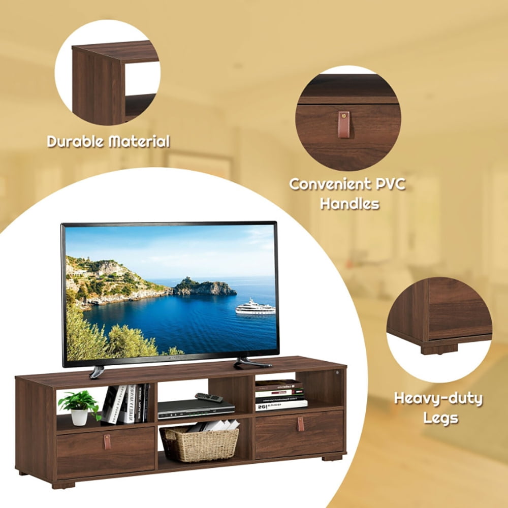 Finihen TV Stand, TV Cabinet, TV Stand Entertainment Media Center Console for TV's up to 60 Inch with Drawers, Media Entertainment Center with Storage, for Living Room, Bedroom, Walnut