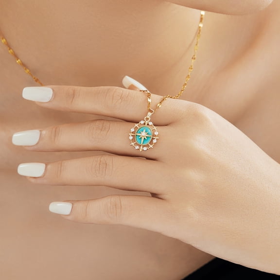 Classical Gold Flower Heart Rose Necklace Pearl Zircon Heart Pendant Mirror Link Chain Necklace for Women French Style