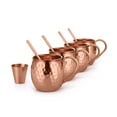 thumbnail image 5 of AVADOR Set of 4 Handcrafted 100% Pure Copper Moscow Mule Mugs Hammered Finish 16 Oz. Gift Set Boxed with Shot Glass and Copper Straws, 5 of 9