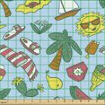 thumbnail image 2 of Ambesonne Summer Fabric by the Yard Upholstery, Cartoon Beach Time Design, 1 Yard, Laurel Green Yellow, 2 of 5