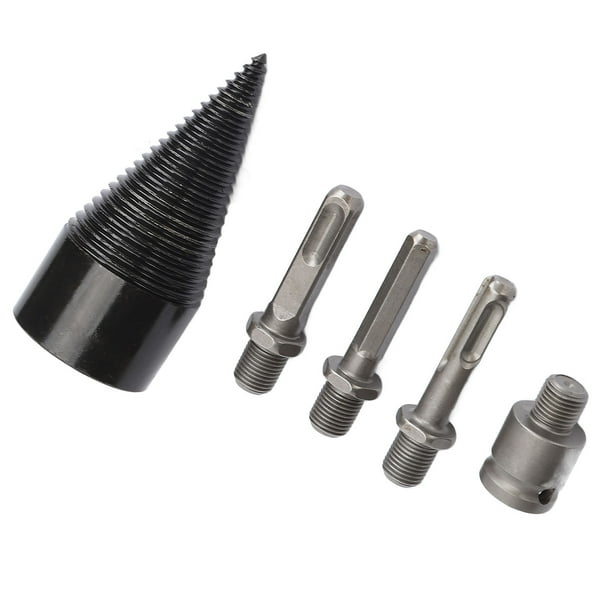 5pcs Wood Splitting Drill Bit Steel Shank High Speed Twist Firewood Drill Bit Wood Splitter Drill Bits HSS Step Bits Cone Drill Bits Hole Cutter for