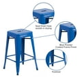 thumbnail image 6 of Flash Furniture 4 Pack Commercial Grade 24" High Backless Blue Metal Indoor-Outdoor Counter Height Stool with Square Seat, 6 of 14