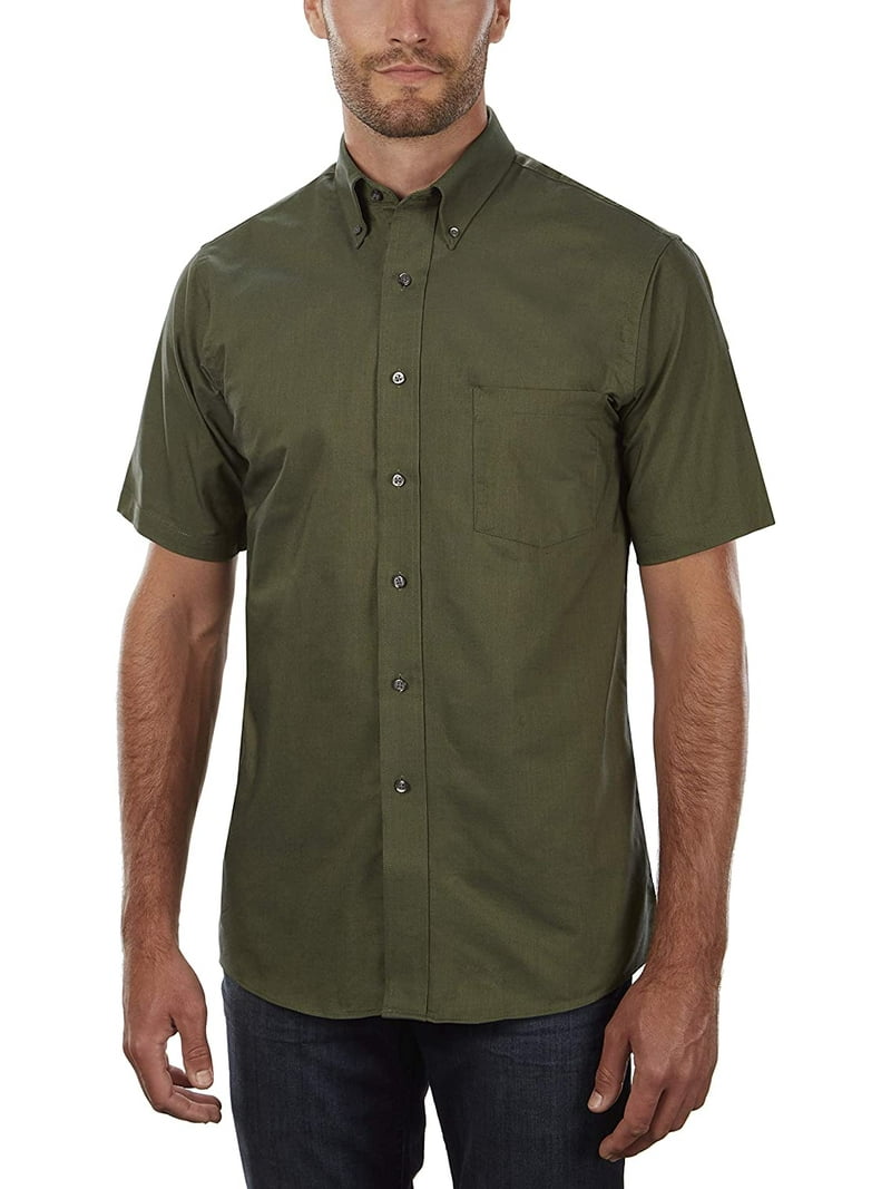 Van Heusen Mens Short Sleeve Dress Shirt Regular Fit Oxford Solid Medium Dark Green - Walmart.com Van Heusen Mens Short Sleeve Dress Shirt Regular Fit Oxford Solid Medium Dark Green - Walmart.com