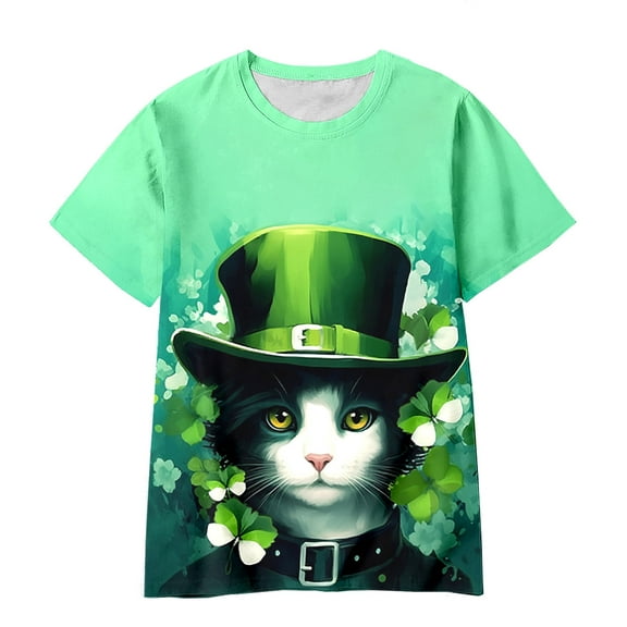 WERYOUNG Summer Toddler Boys Girls Short Sleeve St. Patrick's Day Prints T Shirt Tops Clothes, Army Green, 3-4 Years